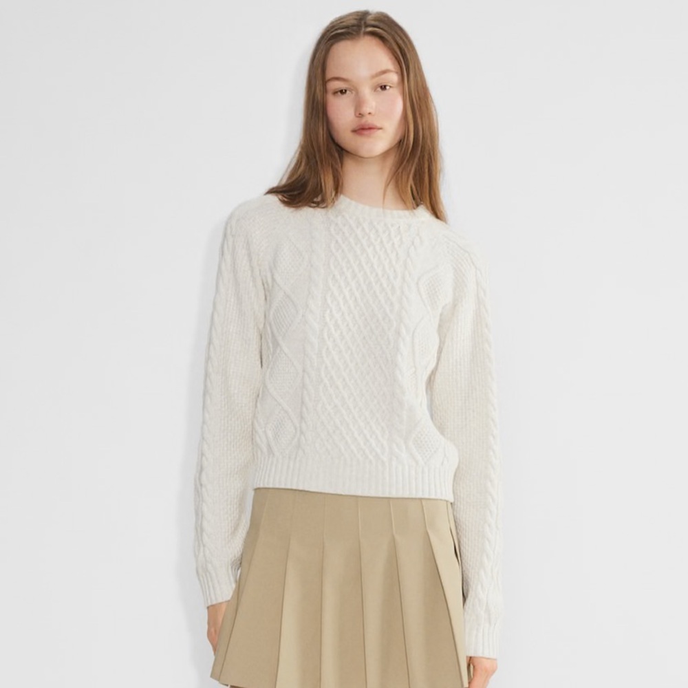 Sunday Best White Cable Knit Sweater
